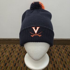 Nike Virginia Cavaliers Pom Beanie Hat Navy Orange NCAA Knit Winter Cap Swoosh